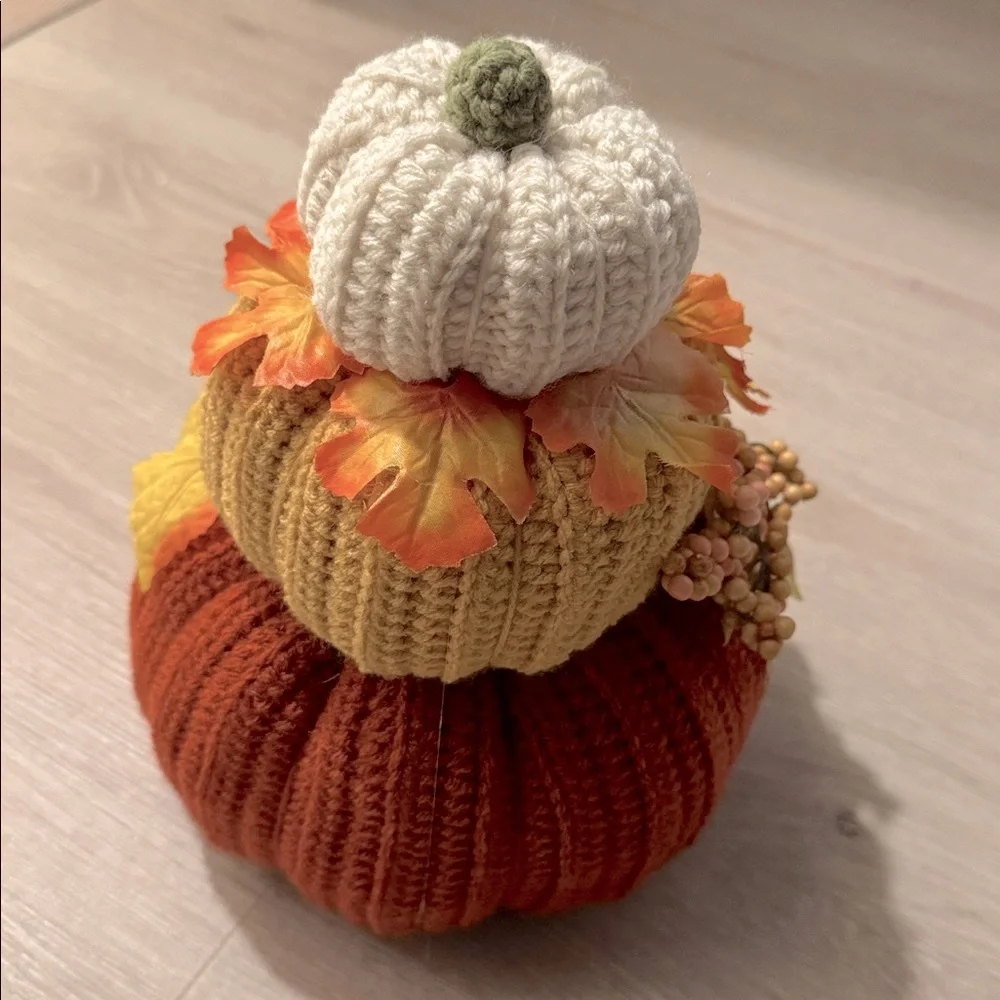 Handcrafted Autumn Crochet Stacked Pumpkin Decor